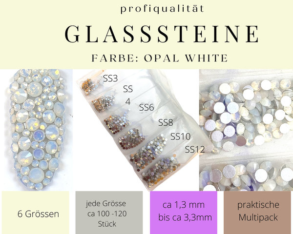 Profiqualität ca 700 Strasssteine Brillianteffekt Opal White